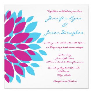 Magenta and Teal Flower Wedding Invitations
