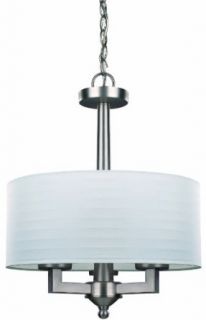 Canarm ICH283A03BPT15 City 3 Light Chandelier with White Fabric Shades, Brushed Pewter    