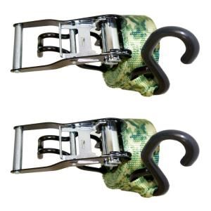 EVEREST 3,900 lbs. 1.5 in. x 15 ft. Motorcycle Ratchet Tie Down Camouflage Strap (2 Pack) U1008