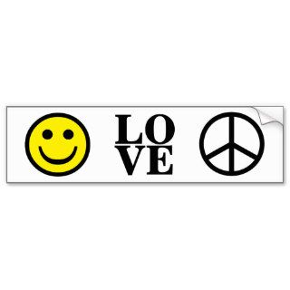 Smiley LOVE Peace Bumper Stickers