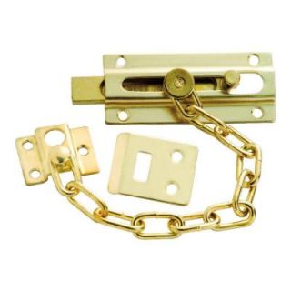 First Watch Security Polished Brass Chain and Bolt Door Guard 1879
