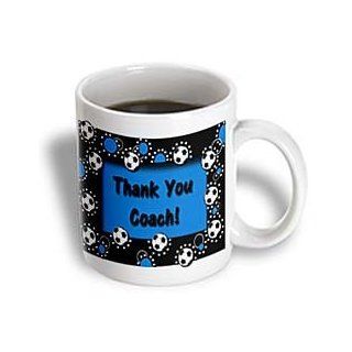 3dRose Thank You Coach Black and Blue Ceramic Mug, 15 Ounce Kitchen & Dining