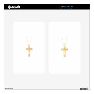 Gold cross and chain, looks like real jewelry. decals for kindle fire