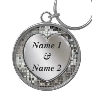 Any Names On Silver Heart Large Premium Keychain