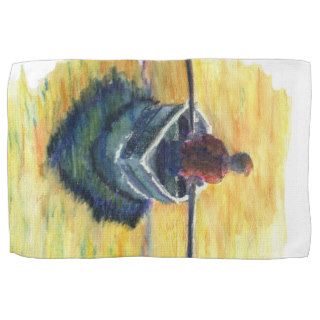 Calm Waters for Fishing   watercolor pencil Towel