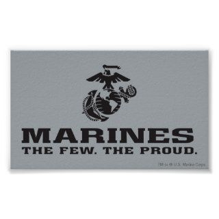 USMC The Few The Proud Logo Stacked   Black Poster
