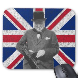 Churchill Posing With A Tommy Gun Mousepad