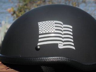 US Flag in WHITE reflective helmet decal   3" x 2 1/4"   die cut vinyl decal / sticker for window, truck, car, laptop, etc Automotive