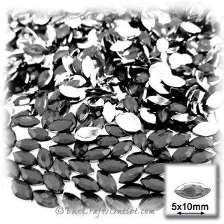 The Crafts Outlet 288 Piece Flat Back Eye Shaped Navette Rhinestones, 5mm by 10mm, Charcoal Gray