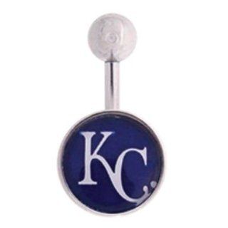 316L Stainless Steel Kansas City Royals Belly Ring   14G (1.6mm), 3/8" Bar Length   Sold Individually Jewelry