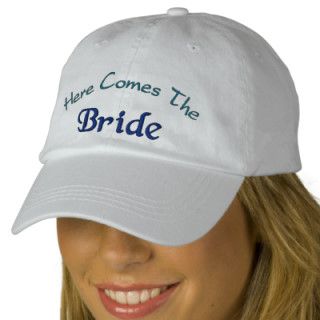 Here Comes The Bride Embroidered Baseball Caps