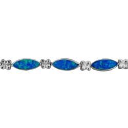 Sterling Silver Created Opal Inlay Bracelet Gemstone Bracelets