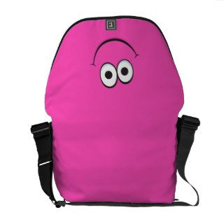 Funny pink happy cartoon smiley face messenger bag