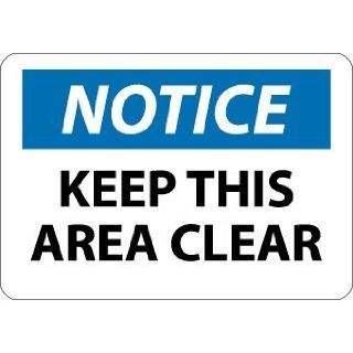 NMC N293AB OSHA Sign, Legend "NOTICE   KEEP THIS AREA CLEAR", 14" Length x 10" Height, Aluminum, Black/Blue on White Industrial Warning Signs