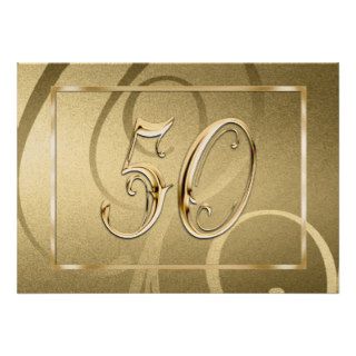 50th Wedding  Anniversary Invitation Gold Swirl