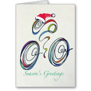 Bike Scribble Santa Greeting Cards
