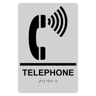 ADA Telephone With Symbol Braille Sign RRE 14839 BLKonPRLGY Wayfinding  Business And Store Signs 