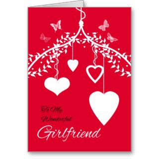 Girlfriend Modern Red And White Valentine's Greeti Greeting Card