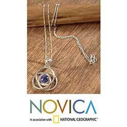Sterling Silver 'Floral Orbit' Sodalite Necklace (Peru) Novica Necklaces