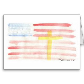 Watercolor Flag with Cross Customizeable Card