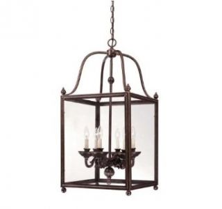 Savoy House 3 80024 6 323 Pendant with Clear Shades, Old Bronze Finish   Ceiling Pendant Fixtures  
