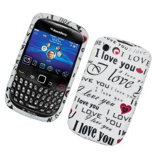Black White Love Love Love Design Soft Silicone Skin Tpu Gel Cover Case for Blackberry Curve 8520 8530 9300 + Lcd Screen Guard + Lcd Screen Guard + Microfiber Pouch Bag Electronics