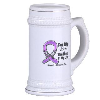 For My Hero My Wife   Purple Ribbon Awareness Mugs