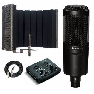 Audio Technica AT2020 Condenser Mic 25' XLR Cable CAD AS32 M Audio M Track Musical Instruments