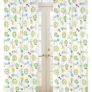Turquoise and Lime Floral 84 inch Curtain Panel Pair Sweet Jojo Designs Curtains