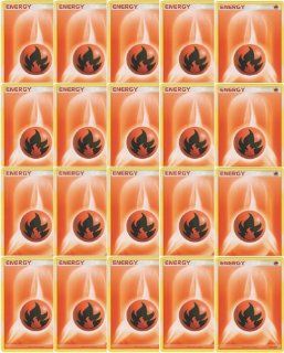 20 Basic Fire Energy Pokemon Cards (XY/Black and White Series Design, Unnumbered) [Red Type] Toys & Games
