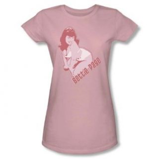 Bettie Page 3 COLOR BOMBSHELL Short Sleeve Tee JUNIOR SHEER   PINK T Shirt Clothing