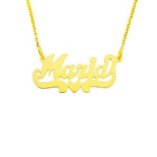 14YLee301H 14 K/Y Gold 1" Baby size Personalized High Polished Heart Tail Name Necklace Jewelry