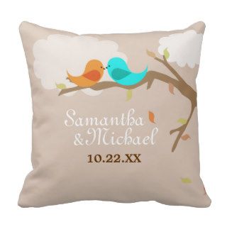 Autumn Love Birds Custom Wedding  Pillow