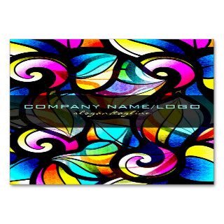 Colorful Abstract Swirls Stained Glass Look Business Card Templates