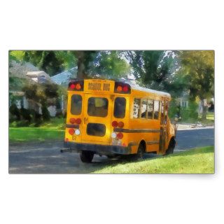 Parked School Bus Rectangular Sticker