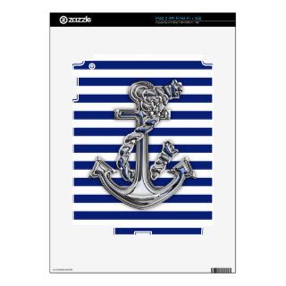 Chrome Rope Anchor on Nautical Stripes Decals For The iPad 2