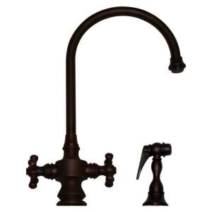 Whitehaus 2 Handle Side Sprayer Kitchen Faucet in Mahogany Bronze WHKSDCR3 8101 MABRZ