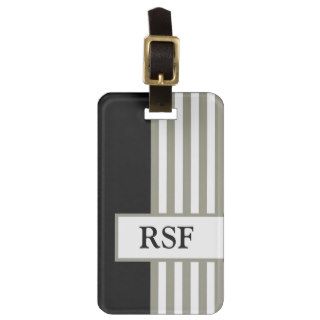CHIC LUGGAGE/GIFT TAG_607 TAUPE/WHITE STRIPES TRAVEL BAG TAG
