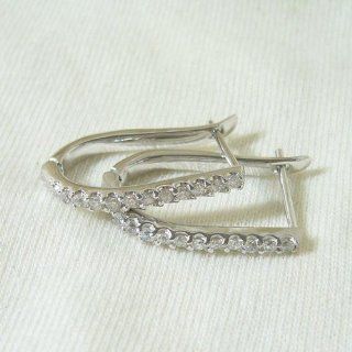 Sterling Silver CZ Huggies (CZE337) Hoop Earrings Jewelry