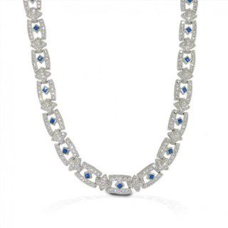 Bling Jewelry Sapphire Color Clear CZ Art Deco Tennis Necklace Gatsby Inspired Pendant Necklaces Jewelry
