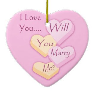 Will You Marry Me Candy Hearts Marriage Proposal Christmas Tree Ornament