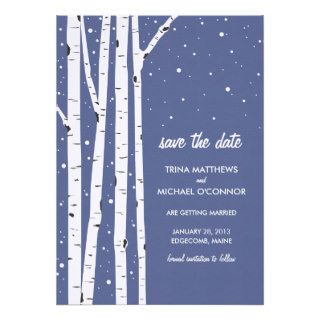 Birch Tree and Snow Save the Date Invite