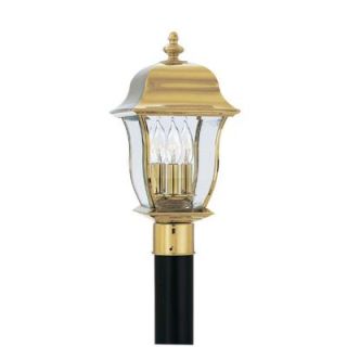 Designers Fountain Oak Harbor 3 Light Outdoor Polished Brass Post Lantern HC0258