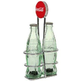 Tablecraft Salt and Pepper Shaker Set with Chrome Plated Metal Rack Coca Cola Kitchen & Dining