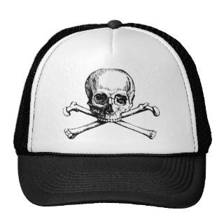 Black and White Vintage Skull and Crossbones Hat