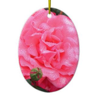 Dewy Pink Rose Christmas Ornaments