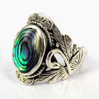 Beautiful Couple Swan Oval Abalone .925 Silver Ring (Thailand) Rings
