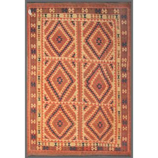 Afghan Hand knotted Mimana Kilim Red/ Ivory Wool Rug (5'9 x 8'2) 3x5   4x6 Rugs