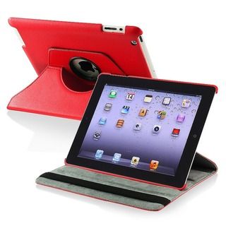 Red 360 degree Swivel Leather Case for Apple iPad 2/ 3/ 4 BasAcc iPad Accessories
