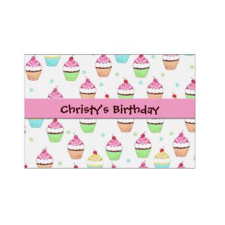 Pink Cupcake Birthday Sign Sign